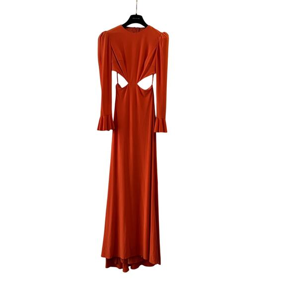 Mac Duggal 67944 Long Sleeve Column Gown Dress Orange size 2 UB - Picture 2 of 6
